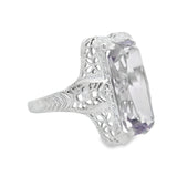 Vintage White Gold Antique Cut Amthyest Ring