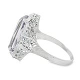 Vintage White Gold Antique Cut Amthyest Ring