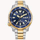 Citizen Promaster Diver NY0154-51L – Automatic Two-Tone Stainless Steel Bracelet, Blue Dial, 200M ISO-Certified Dive Watc
