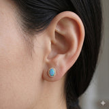 Sabrina Designs 14KY Gold Polished 6x4mm Opal & Diamond Stud Earrings