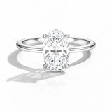 Platinum 3 Carat Oval Hidden Halo Lab Diamond Engagement Ring