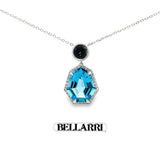 Bellarri Frieda Collection – 14K White Gold Pendant Necklace with 5.67cttw Swiss & London Blue Topaz and 0.15cttw Diamonds (P2505W14/SBLB)