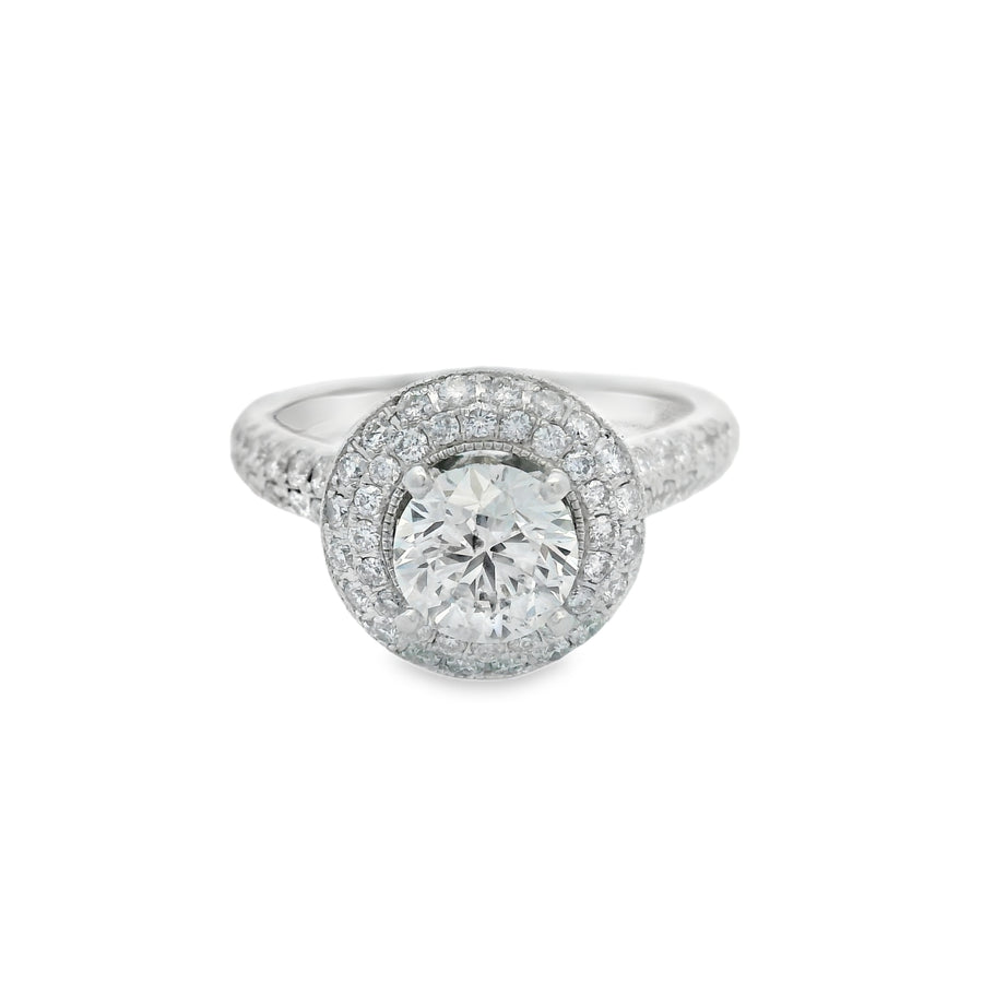 White Gold Neil Lane 1/2CTW Pave Halo Certified Diamond