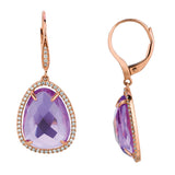Royal PC5387A 14K Rose Gold Large Amethyst & Diamond Earrings – 14.60 CTW Amethyst, 0.44 CTW Diamonds