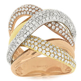 Royal Jewelry PC7511D 14K Tri-Color Gold Diamond Twist Multi-Row Ring – 1.98 CTW
