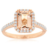 Royal Jewelry PC9106M 14K Rose Gold Emerald-Cut Morganite & Diamond Ring – 1.40 CT Morganite, 0.45 CTW Diamonds