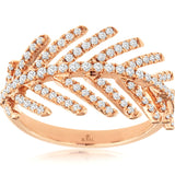 Royal Jewelry PC9269D  14K Rose Gold Diamond Feather East-West Ring – 0.50 CTW