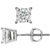 3/4 CTW 14K White Gold Princess Cut Diamond Stud Earrings – Martini Setting