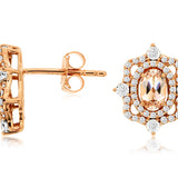 Royal PH1237M 14K Rose Gold Morganite & Diamond Earrings – 0.80 CTW Morganite, 0.39 CTW Diamonds