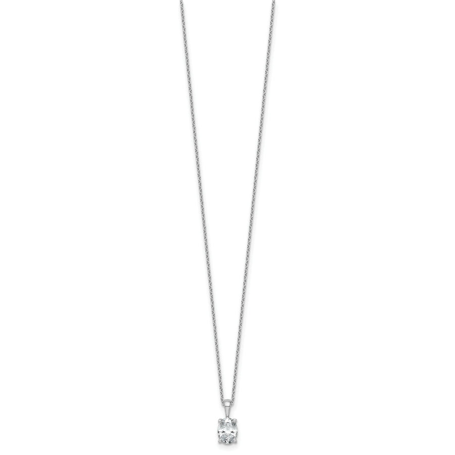 14k White Gold 1 carat Lab Grown Diamond VS+ F+ Oval Complete 18 inch Four Prong Pendant Necklace