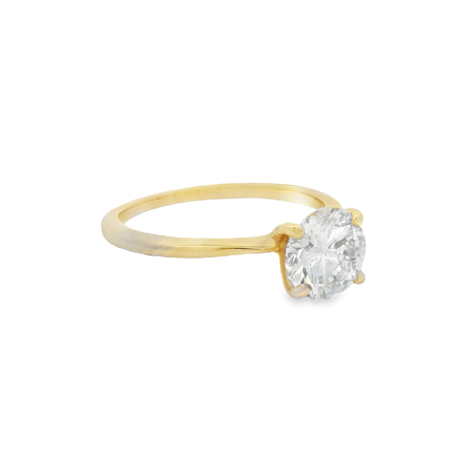 Yellow Gold Round Solitare Diamond Ring - Lab Grown