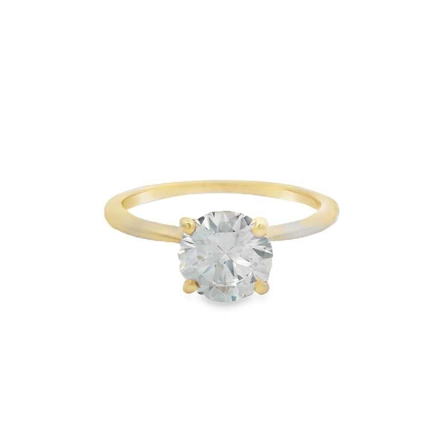 Yellow Gold Round Solitare Diamond Ring - Lab Grown