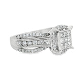 White Gold Cluster Halo Diamond Engagement Ring