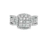 White Gold Cluster Halo Diamond Engagement Ring