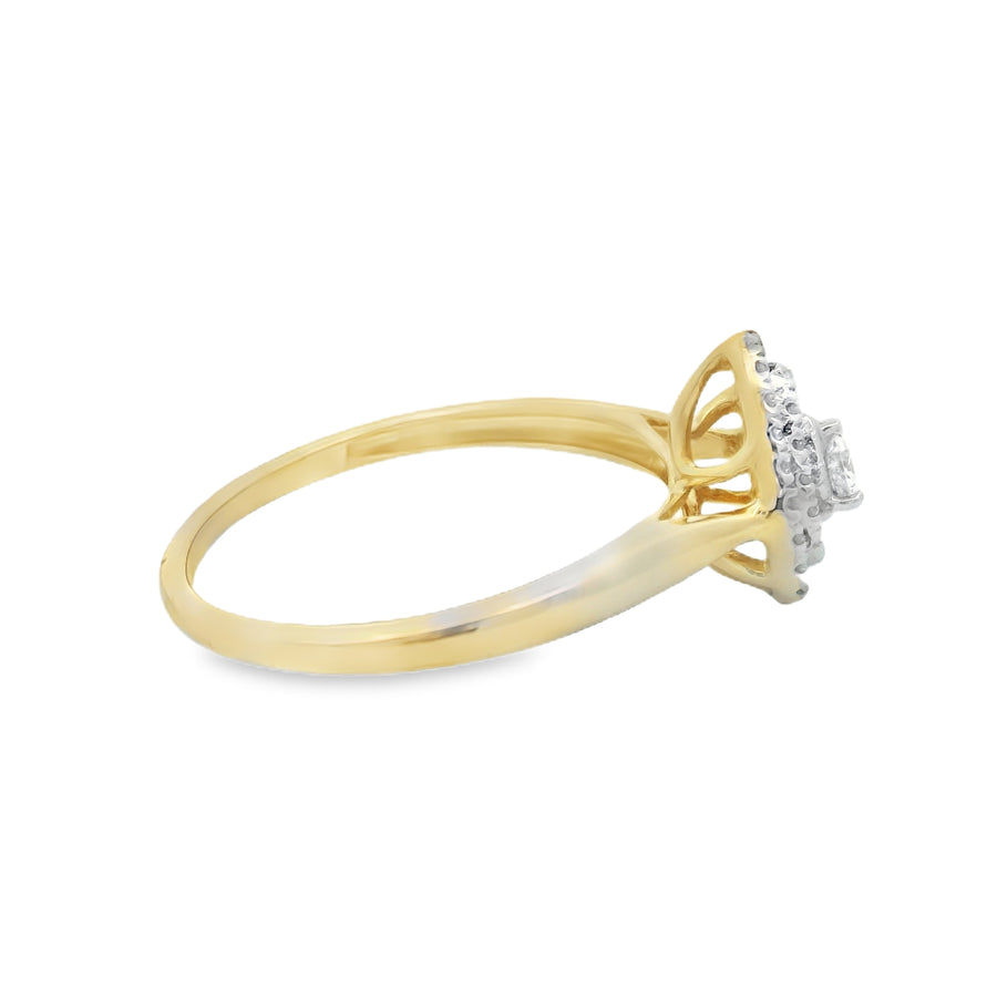 Yellow Gold Double Halo Pear Style Engagement Ring