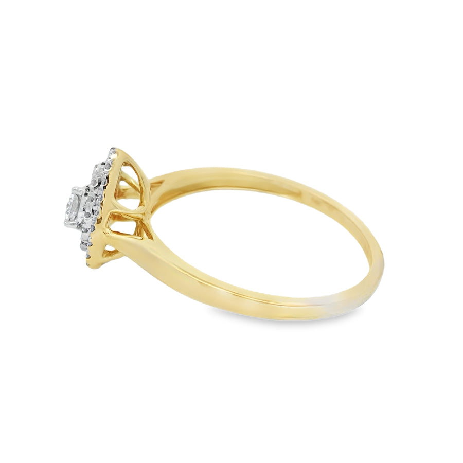 Yellow Gold Double Halo Pear Style Engagement Ring