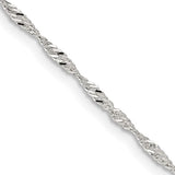 Quality Gold QFC98-20 Sterling Silver Singapore Chain – 1.75mm Width, 20in Length with Lobster Clasp