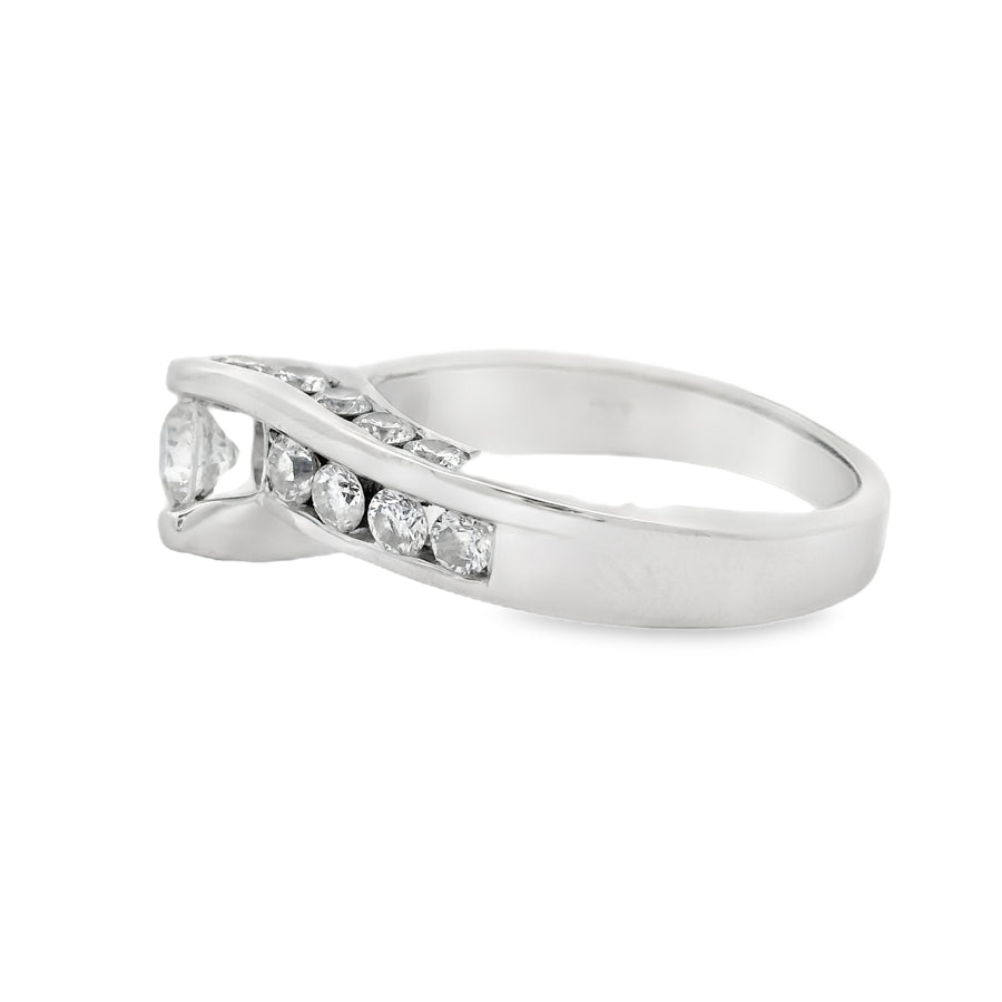 Bypass Half Bezel Diamond Engagement Ring