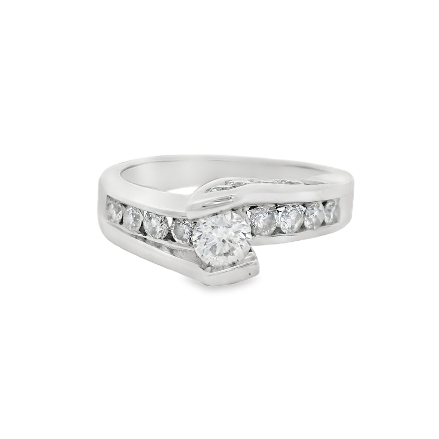 Bypass Half Bezel Diamond Engagement Ring