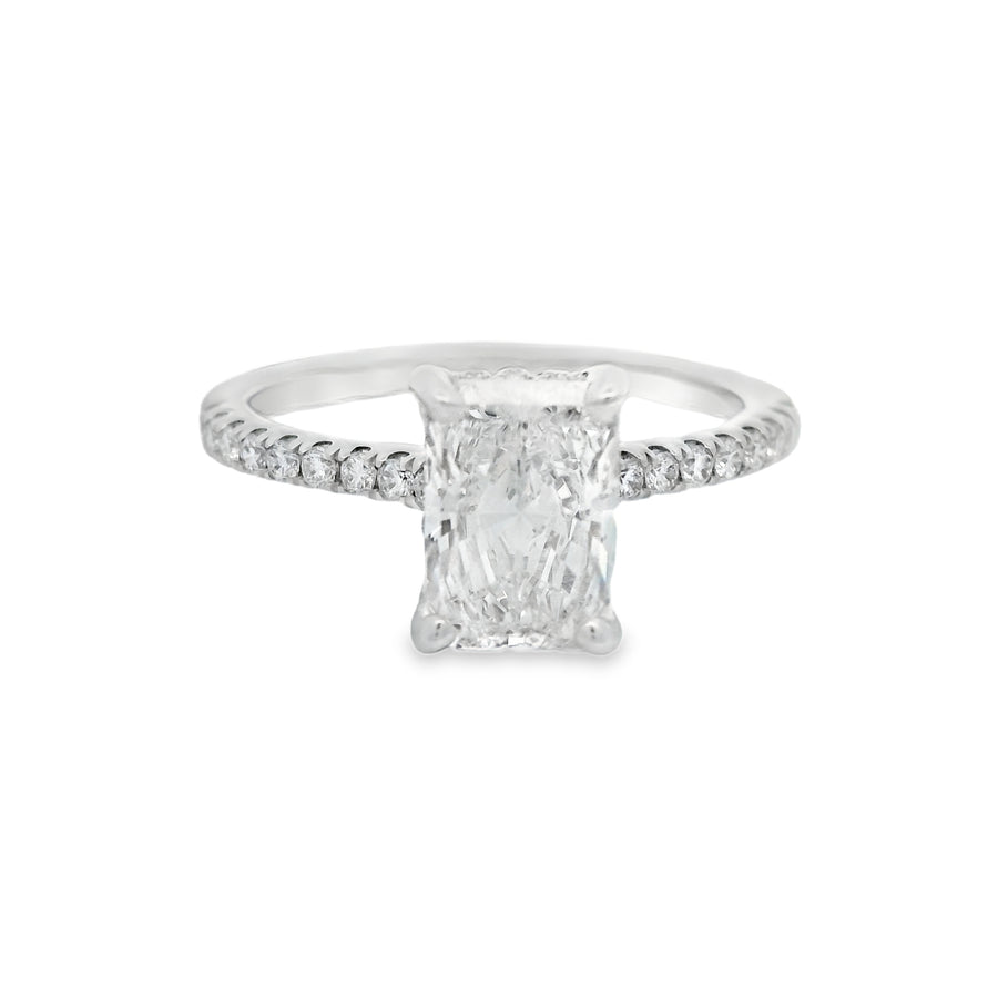 2CTW Radiant Hidden Halo Wedding Set - Lab Grown
