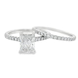 2CTW Radiant Hidden Halo Wedding Set - Lab Grown