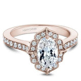Noam Carver R031-02A – Vintage Oval Halo Diamond Engagement Ring, 14K Rose Gold with Accent Diamonds