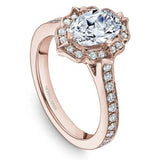 Noam Carver R031-02A – Vintage Oval Halo Diamond Engagement Ring, 14K Rose Gold with Accent Diamonds