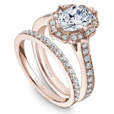 Noam Carver R031-02A – Vintage Oval Halo Diamond Engagement Ring, 14K Rose Gold with Accent Diamonds