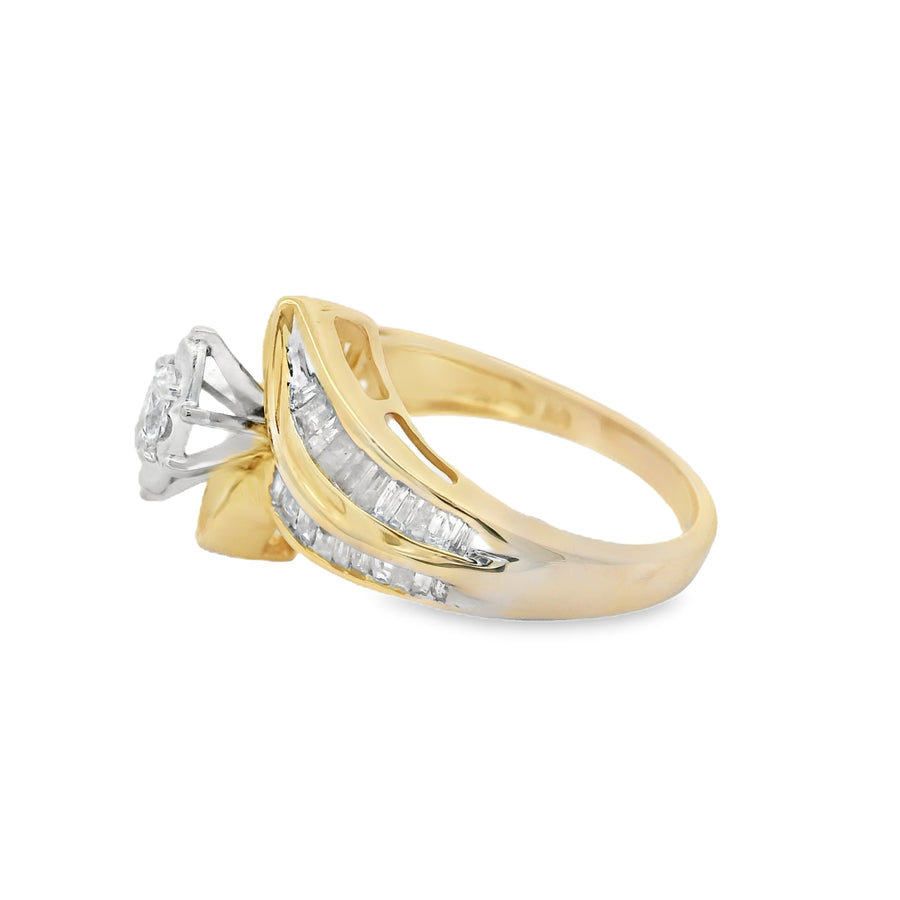 Yellow Gold Marquise And Baguette Diamond Engagement Ring