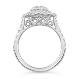 14K White Gold Diamond Engagement Ring with Double Halo – 1cttw to 2cttw Options