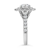 14K White Gold Diamond Engagement Ring with Double Halo – 1cttw to 2cttw Options