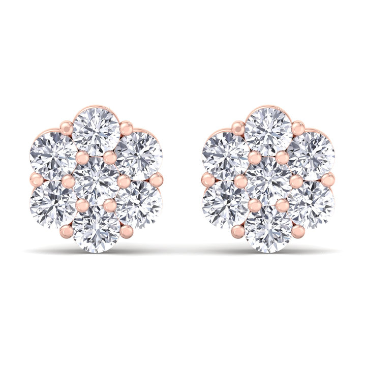 Rose Gold 1/2CTW Daimond Flower Studs