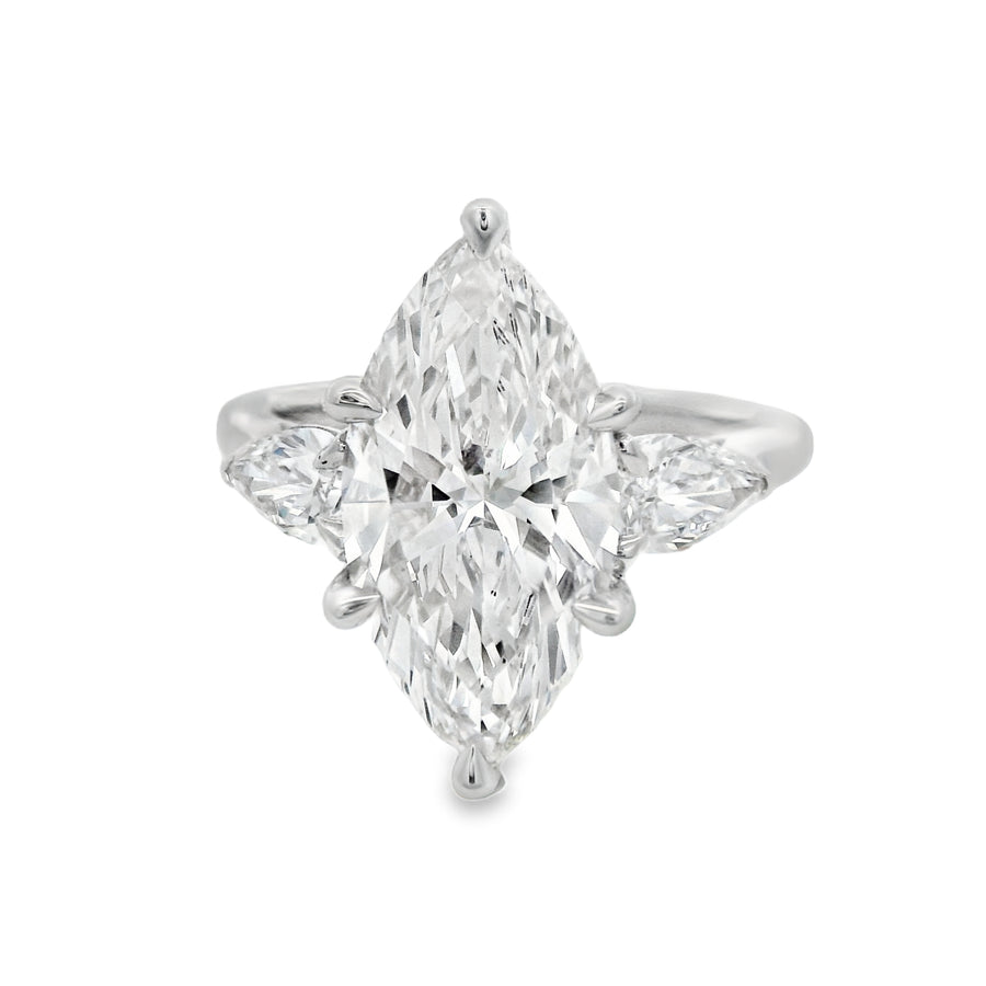 4CT Marquise Three Stone Engagement Ring - Lab Grown