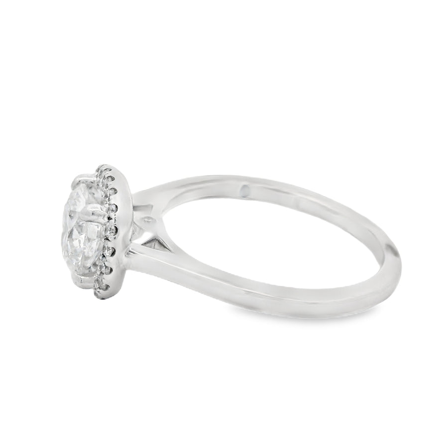 GIA Certified Simple Halo Diamond Engagement RIng