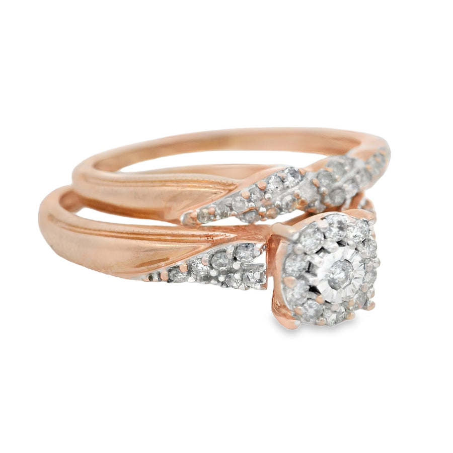 Rose Gold Diamond Twist Wedding Set