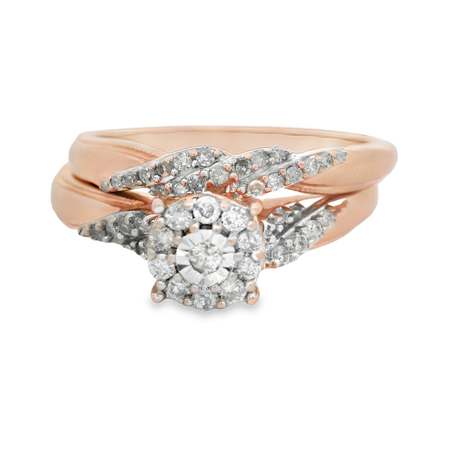 Rose Gold Diamond Twist Wedding Set