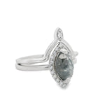 White Gold Marquise Salt And Pepper Halo Wedding Set