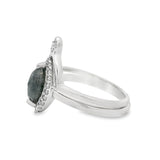 White Gold Marquise Salt And Pepper Halo Wedding Set