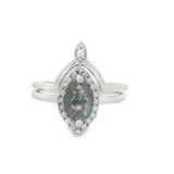 White Gold Marquise Salt And Pepper Halo Wedding Set