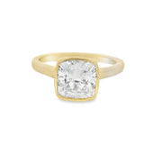 2CT Cushion Yellow Gold Bezel Engagement Ring - Lab Grown