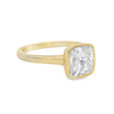 2CT Cushion Yellow Gold Bezel Engagement Ring - Lab Grown