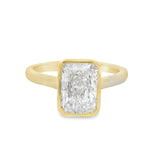 2CT Radiant Yellow Gold Bezel Engagement Ring - Lab Grown