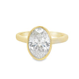 2CT Oval Yellow Gold Bezel Engagement Ring - Lab Grown