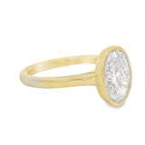 2CT Oval Yellow Gold Bezel Engagement Ring - Lab Grown