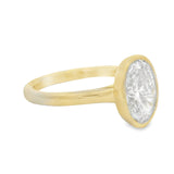 2CT Oval Yellow Gold Bezel Engagement Ring - Lab Grown