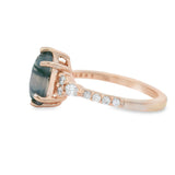 Rose Gold Moss Agate Diamond Engagement Ring