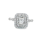Zac Posen Emerald Double Halo Diamond Engagement Ring
