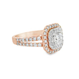 Rose Gold Princess Double Halo Diamond Engagement Ring