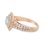 Rose Gold Princess Double Halo Diamond Engagement Ring