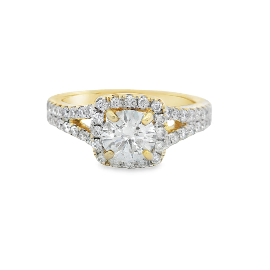 1 1/2CTW GIA Certified Halo Diamond Split Shank Ring